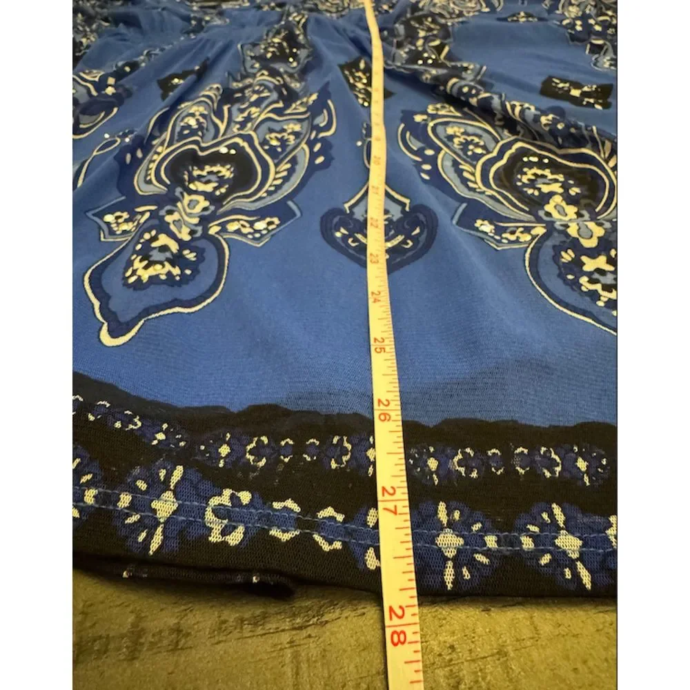 INC Blue Studded Print Batwing Sleeves Nylon Top Sz M - Picture 11 of 15